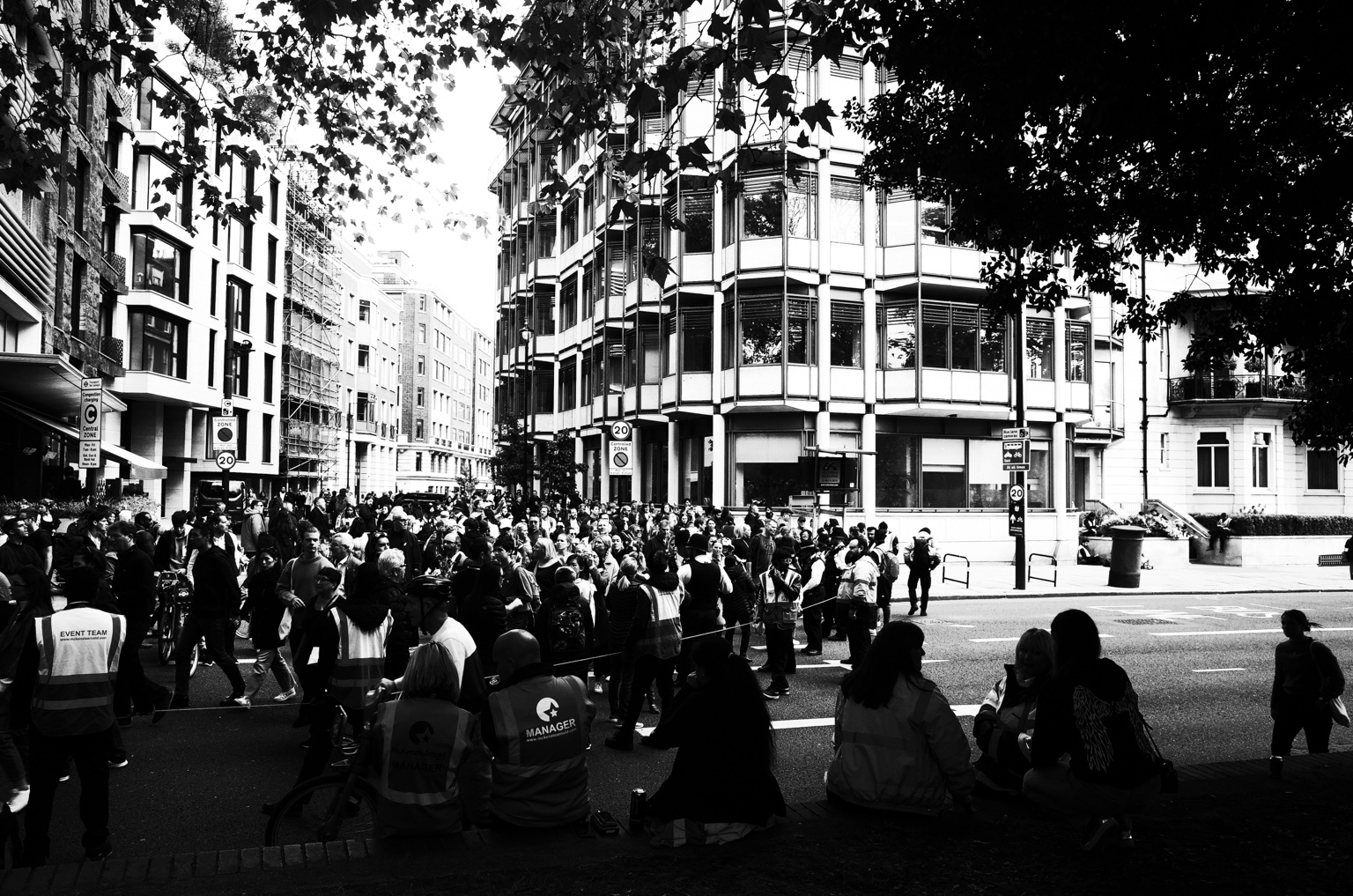 Wide view of a crowd during public mourning in London, 19 September 2022